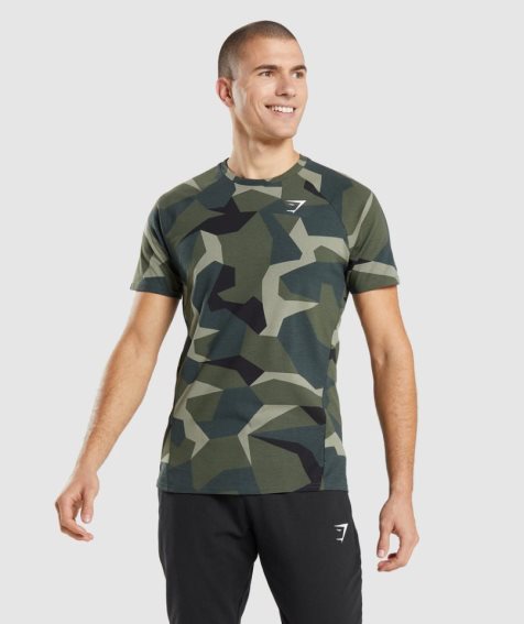 Men's Gymshark Critical T-Shirts Camo | NZ 8NOHDW